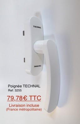 Prix poignée Technal 3255 blanc noir argent